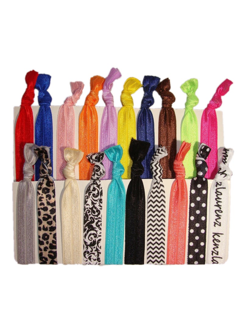 Kenz Laurenz Kenz Laurenz No Crease Hair Ties - NEW 20 Pack Prints and Solids Assortment 