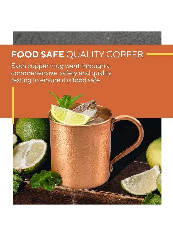Solid Copper Moscow Mule Mugs, Pure Copper Mugs with Riveted Handles, Unlined Authentic Moscow Mule Mugs, Includes 15 Moscow Mule Recipes and 100 Variations, 22oz Capacity - Solid Copper - Image 4