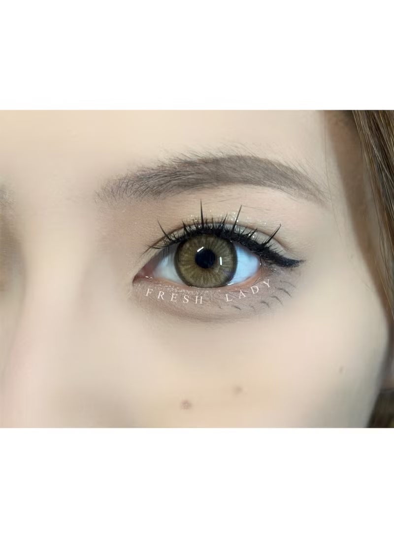 FRESH LADY Non-prescription soft colored cosmetic contact lenses – warm, natural honey-brown lenses for makeup and special occasions. - Image 1