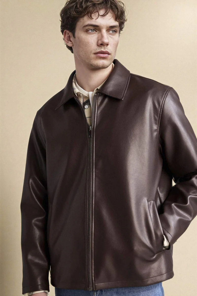 ديفاكتو Regular Fit Faux Leather Jacket