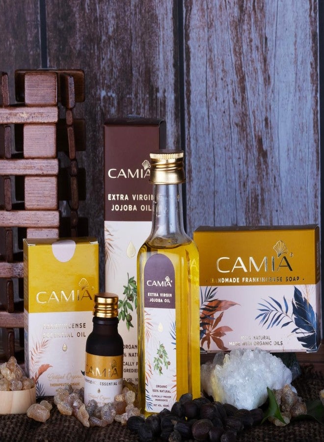 CAMIA زيت الجوجوبا العضوي المعصور على البارد من كاميا، 100 مل + زيت اللبان العطري، 15 مل + صابون اللبان، 125 جم | مجموعة غنية بمضادات الأكسدة ومضادة للشيخوخة للبشرة الدهنية | مجموعة متكاملة للعناية بالبشرة - Image 2