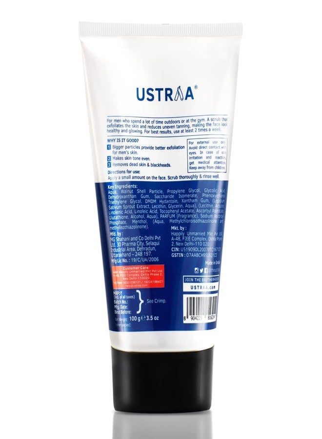 Ustraa De-Tan Face Scrub for Men - 100g | Exfoliation & Effective Tan Removal | No SLS & Power Face Wash - 100g - Energize & De-Tan | Dermatologically Tested | Removes Dead Skin, Brightens Skin - Image 4
