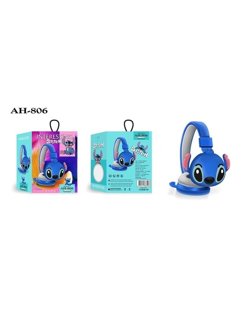 Wireless Bluetooth Headphones with Mic, Stitch, AH-806, HIFI Stereo Sound, Foldable Headphones, Cartoon Anime Stitch, Kids Gift - Image 1