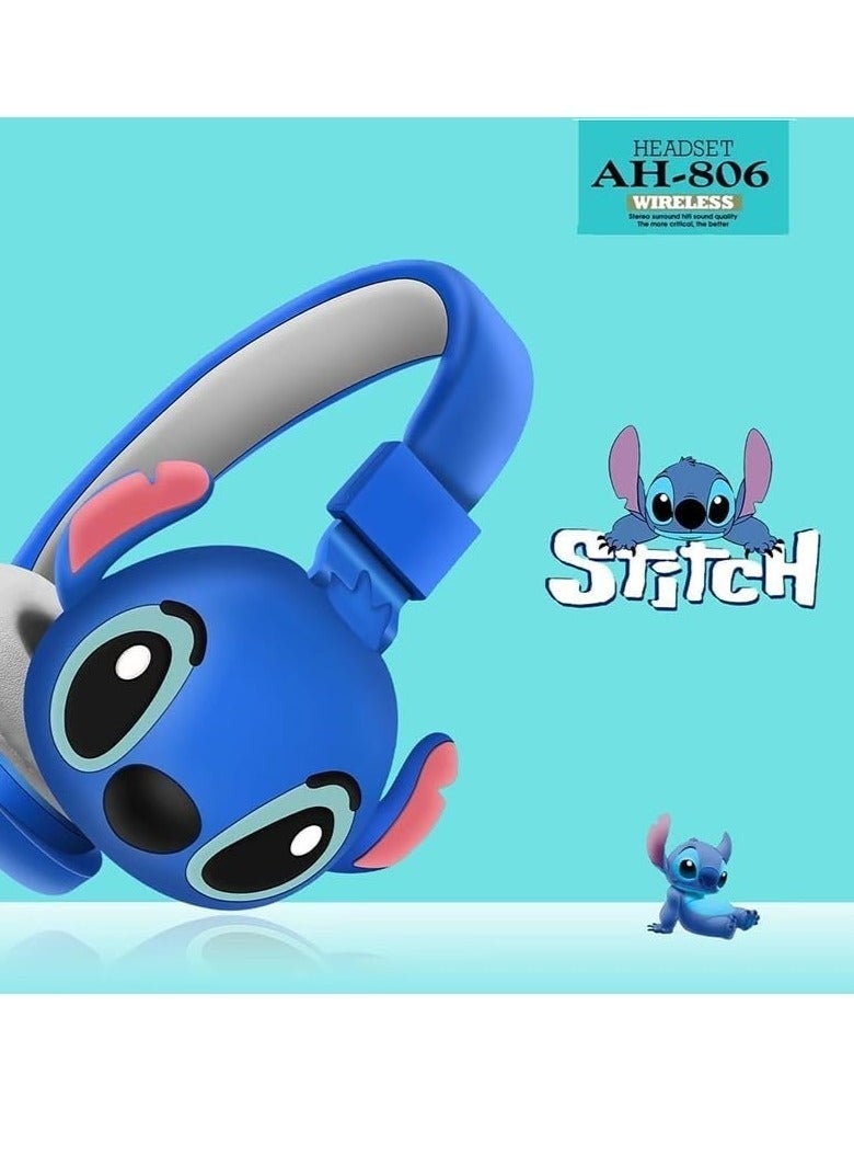 Wireless Bluetooth Headphones with Mic, Stitch, AH-806, HIFI Stereo Sound, Foldable Headphones, Cartoon Anime Stitch, Kids Gift - Image 3