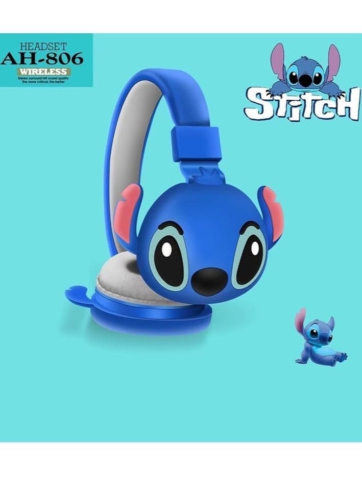 Wireless Bluetooth Headphones with Mic, Stitch, AH-806, HIFI Stereo Sound, Foldable Headphones, Cartoon Anime Stitch, Kids Gift - Image 5