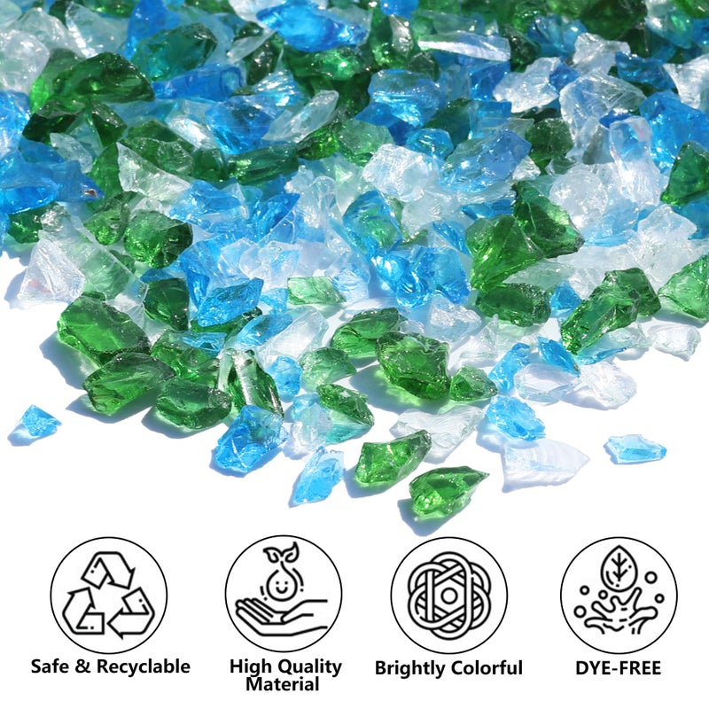 QYGL Crushed Glass for Resin Art, DIY Crafts, and Home Decor - 0.9LB Green Mix Broken Glass Pieces 3-6mm, for Vase Fillers, Tabletop Fire Pit, and Aquarium Rocks - Image 2