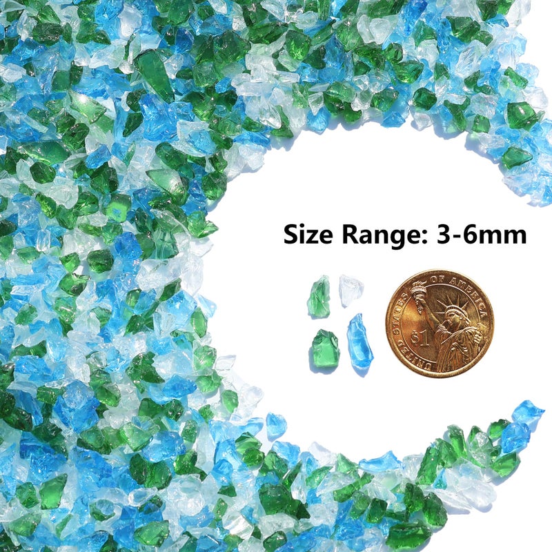 QYGL Crushed Glass for Resin Art, DIY Crafts, and Home Decor - 0.9LB Green Mix Broken Glass Pieces 3-6mm, for Vase Fillers, Tabletop Fire Pit, and Aquarium Rocks - Image 3