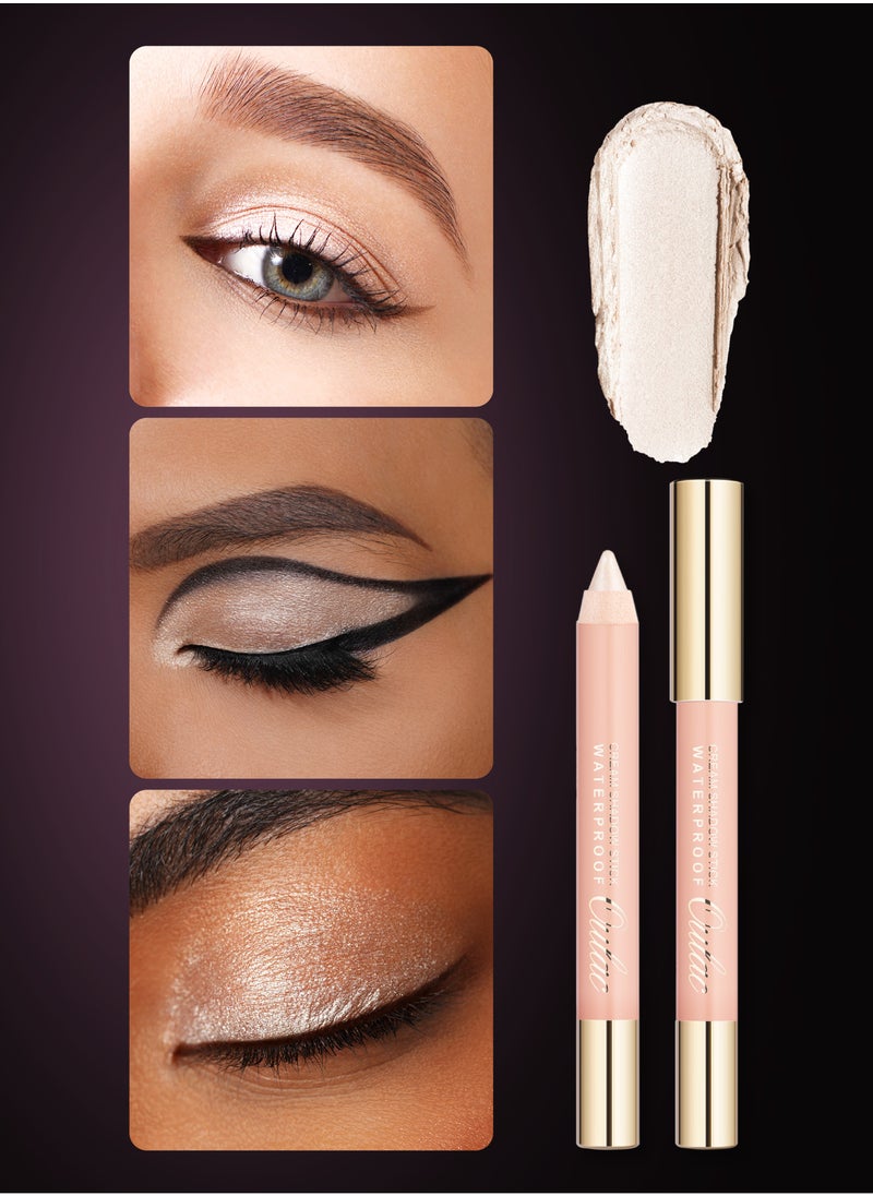 Oulac - Waterproof Eyeshadow Stick - Shimmer Eye Shadow Pencil for Highlighter, Long Lasting, Blendable Glitter Eye Makeup, Vegan & Cruelty-Free 3.8g - Vanilla - 01 - Image 1