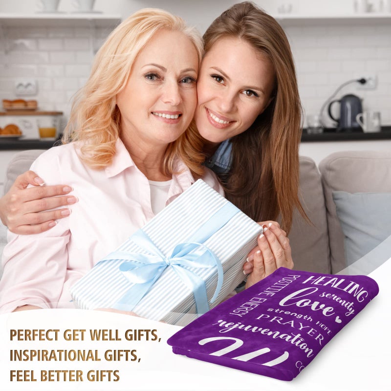 Afterprints Warm Hugs Healing Blanket - Purple Get Well Gifts for Women After Surgery  Breast Cancer Gifts for Women Friends  Inspirational Blanket  Soft Comfort Throw Blankets 50""x60"" - Image 2