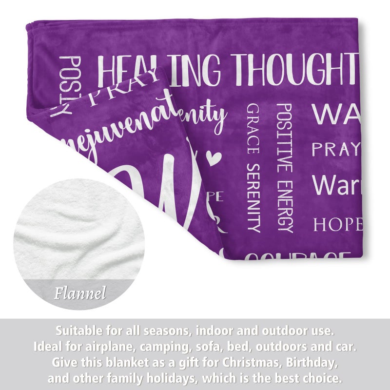 Afterprints Warm Hugs Healing Blanket - Purple Get Well Gifts for Women After Surgery  Breast Cancer Gifts for Women Friends  Inspirational Blanket  Soft Comfort Throw Blankets 50""x60"" - Image 5