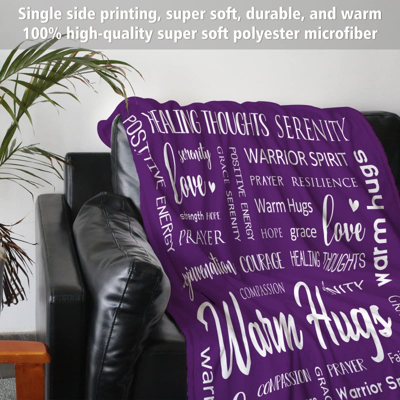 Afterprints Warm Hugs Healing Blanket - Purple Get Well Gifts for Women After Surgery  Breast Cancer Gifts for Women Friends  Inspirational Blanket  Soft Comfort Throw Blankets 50""x60"" - Image 4