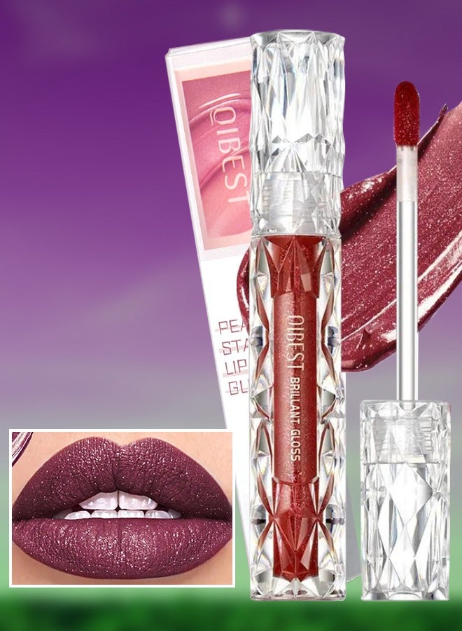 QiBest لمعان الشفاه اللؤلؤي - زيت شفاه ماتي بلمسة لامعة - أحمر شفاه سائل معدني بلمعان - لمسة لامعة - لمسة نهائية لامعة - صبغة شفاه عالية الصبغة تدوم طويلاً - مكياج رقم 05 - Image 1