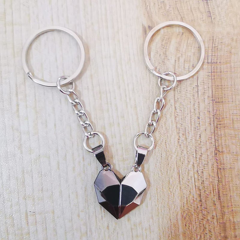 Meimimix Two Souls One Heart Keychain for Couple Wishing Stone Creative Matching Keyring Relationship Jewellery (Silver) - Image 5