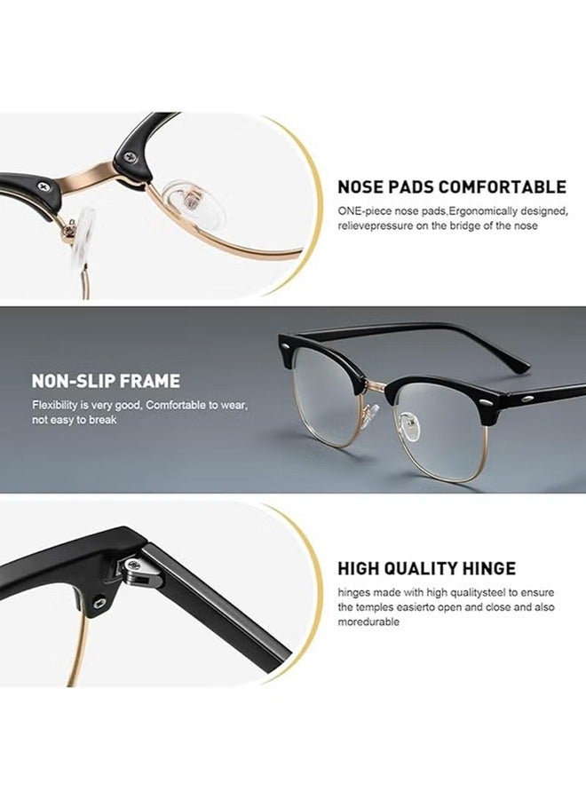 اتش واي 2 حزم نظارات حجب الضوء الأزرق ، نظارات قراءة الكمبيوتر / الألعاب / التلفزيون / الهواتف للنساء الرجال ، ومكافحة إجهاد العين ووهج الأشعة فوق البنفسجية (الذهب الأسود + واضح) - Image 4