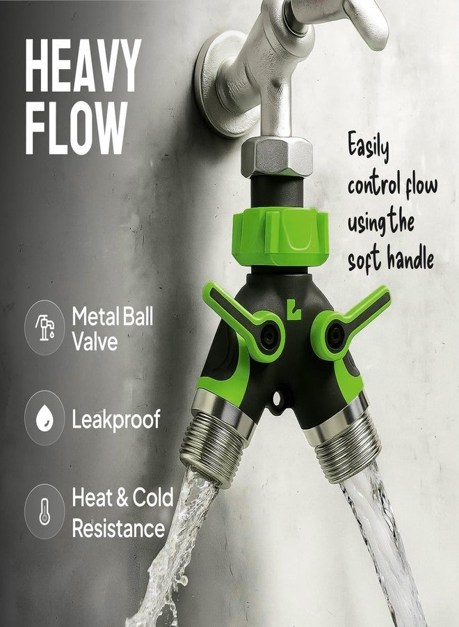 Craft911 Garden Hose Splitter 2 Way - Heavy Duty All-Metal Water Spigot Splitter Y Adapter - Image 2