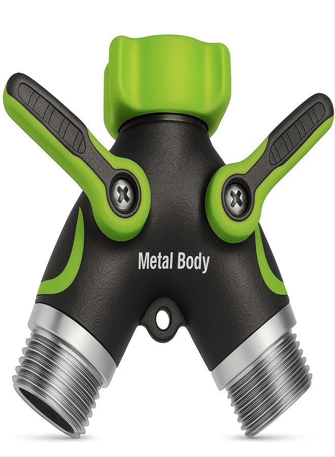 Craft911 Garden Hose Splitter 2 Way - Heavy Duty All-Metal Water Spigot Splitter Y Adapter - Image 1