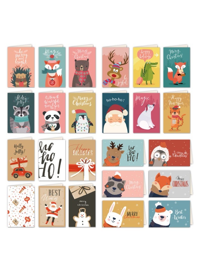 تشيلور مجموعة بطاقات عيد الميلاد من تشيلور، ٢٤ بطاقة عيد ميلاد مختلفة، بطاقات بريدية مع مغلف، بطاقات مزدوجة/بطاقات قابلة للطي، بطاقات عيد ميلاد ملونة، مضحكة، بطاقة عيد ميلاد، بطاقة بريدية، بطاقات تهنئة، هدية لعيد الميلاد. - Image 1