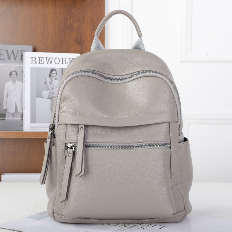 New Style Backpack For Women, Large Capacity, First-Layer Cowhide, Multi-Compartment, Practical And Versatile Soft Leather School Bag, Supply - Image 3