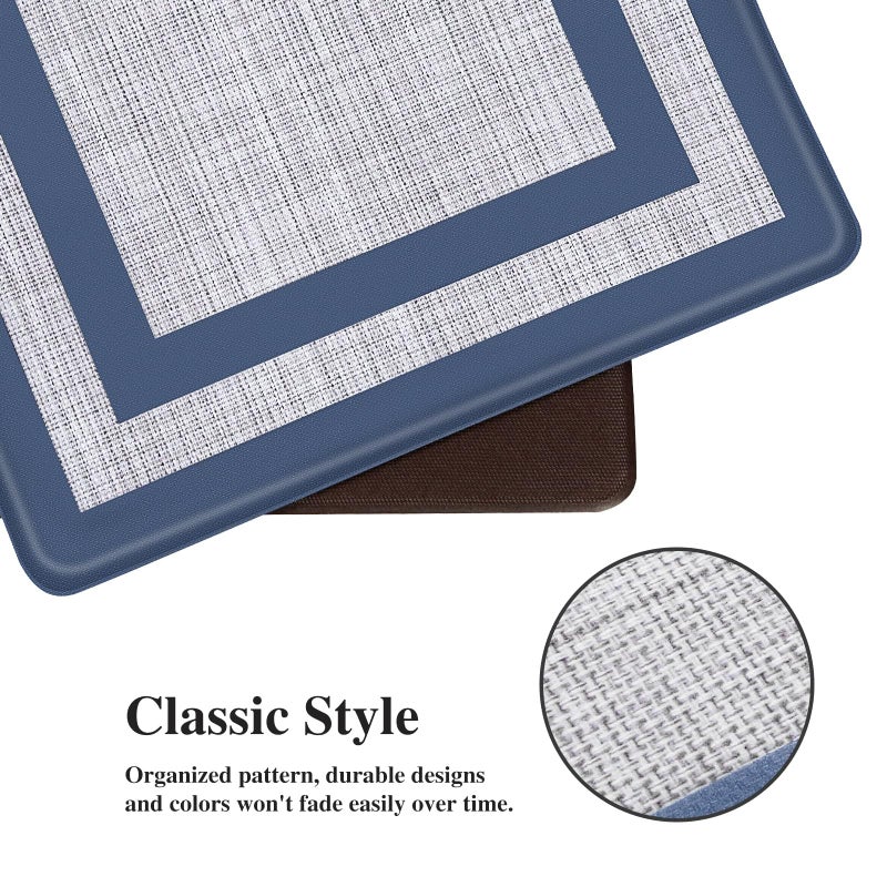 Mattitude Kitchen Mats Set of 2,Cushioned Anti-Fatigue Non-Skid Rug Sets Ergonomic Comfort Standing Mat for Kitchen, Floor, Office, Sink, Laundry, Blue and Gray - Image 4