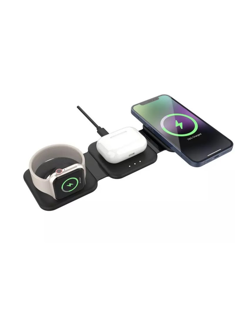 io suite 3-in-1 Fold Magnetic Wireless Charger, Black - Image 3