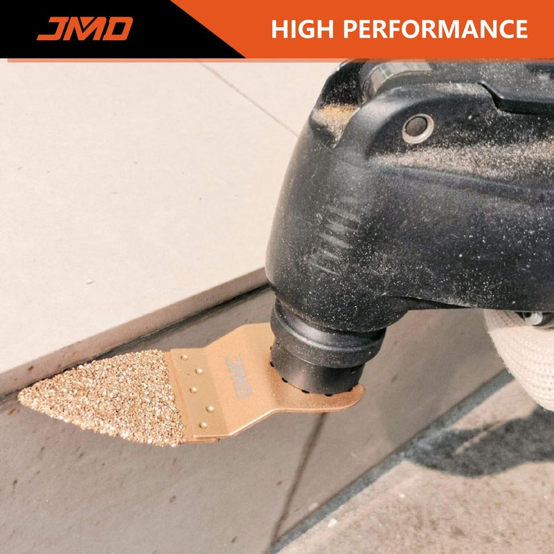 JMD 5-Pack Carbide Oscillating Tool Blades for Grout Removal Tool, Multitool Oscillating Saw Blades for Tile Cutting, Compatible with DeWalt Milwaukee Dremel etc - Image 5