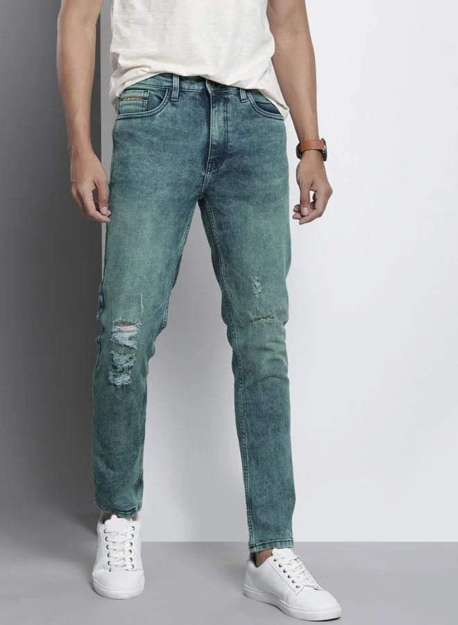 The Indian Garage Co Men Regular Fit Solid Mid-Rise Stretchable Jeans