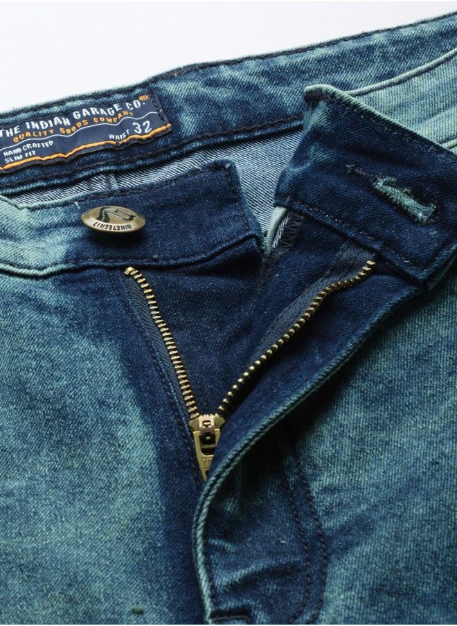 The Indian Garage Co Men Regular Fit Solid Mid-Rise Stretchable Jeans  - Image 3