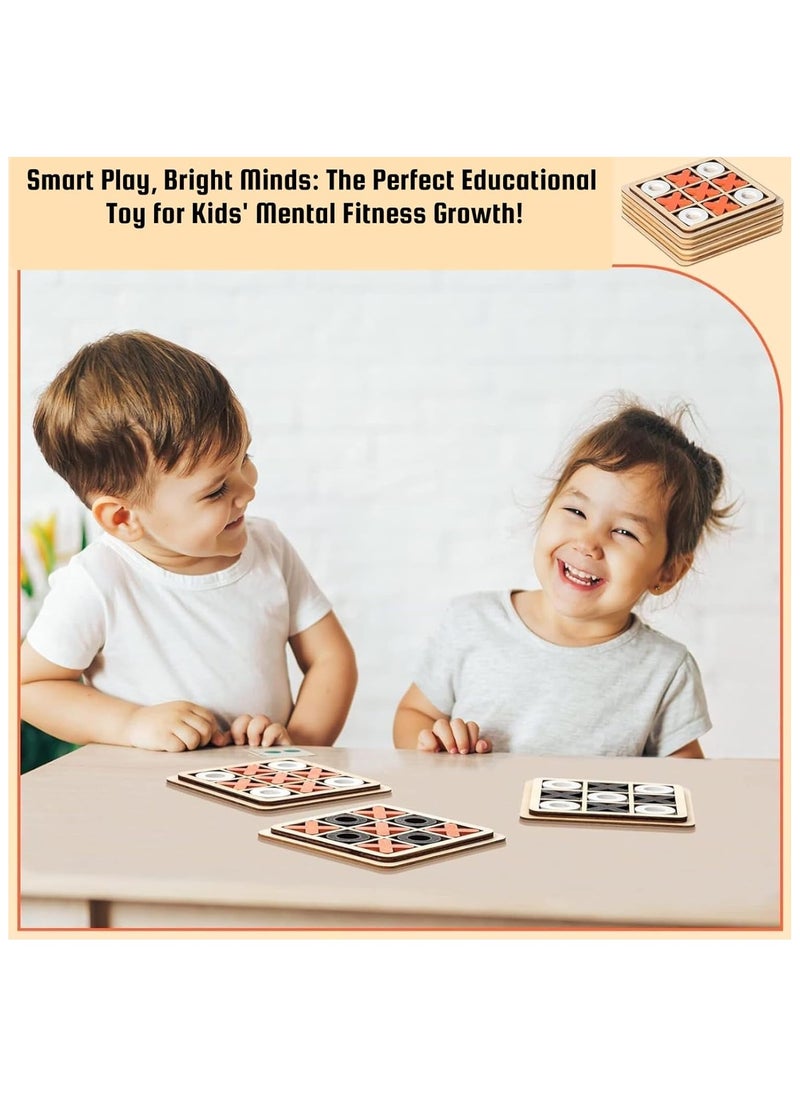 TOY GARDEN Wooden Tic Tac Toe Game Set – Classic Chess Puzzle for Family Bonding & Learning – 12-Piece Set, Ideal for Birthday Parties & Christmas Gatherings"  - Image 4