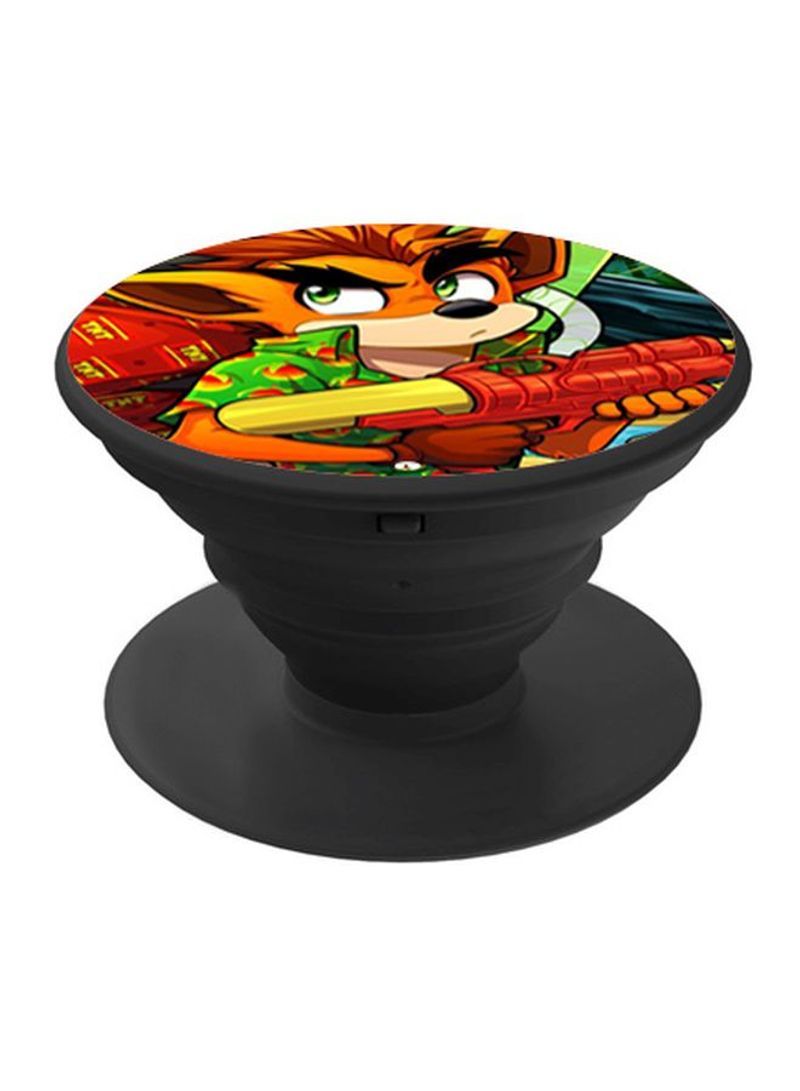 RKN Cartoon Printed Pop Socket Finger Grip Phone Holder Black/Orange/Green - Image 1
