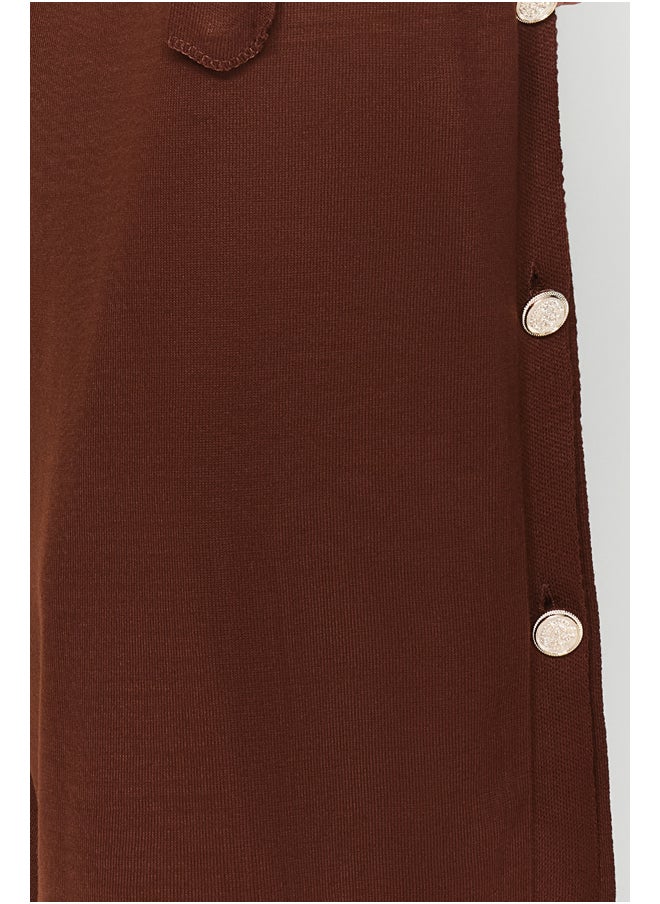 trendyol - Dark Brown Button Detailed Knitwear Sweater Dress TCTAW24UV00038 - Image 1