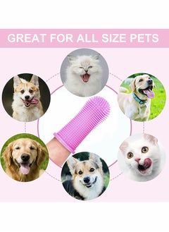 Y&D Dog Toothbrush for Teeth Cleaning Fingerbrush Tooth Brushing Kit Set of 4 Finger Pet Pink/Clear  - Image 3