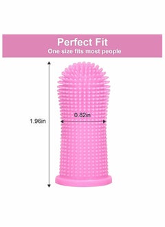 Y&D Dog Toothbrush for Teeth Cleaning Fingerbrush Tooth Brushing Kit Set of 4 Finger Pet Pink/Clear  - Image 4