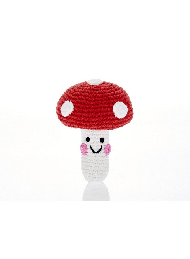 Pebble 200-005CR Fair Trade Handmade Crochet Cotton Red Toadstool Rattle 1 count - Image 1