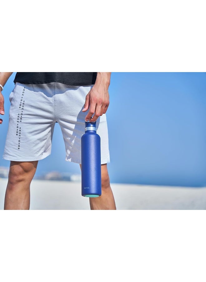Moya 'Coral Reef' 1L Insulated Sustainable Water Bottle Navy Spout Lid - Image 4
