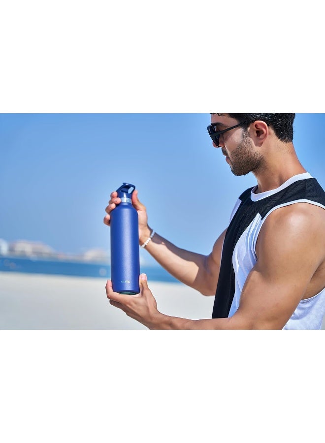 Moya 'Coral Reef' 1L Insulated Sustainable Water Bottle Navy Spout Lid - Image 2