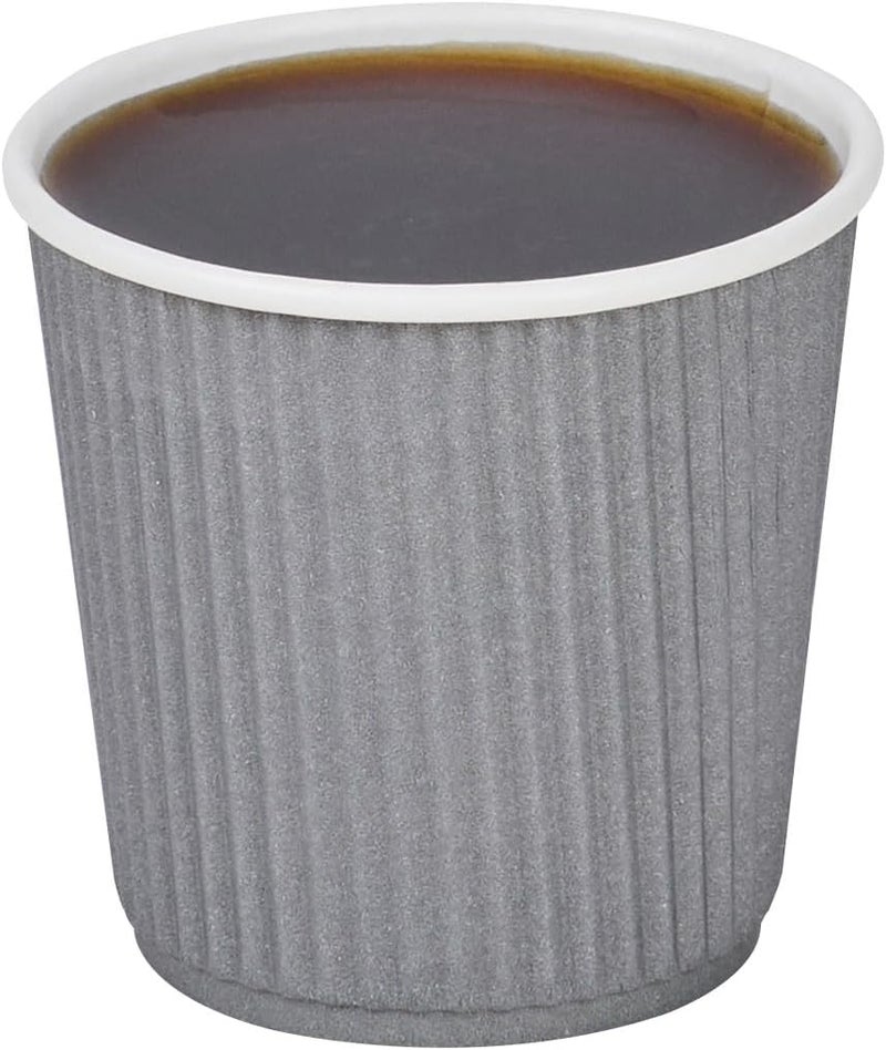 Restaurantware 500-CT Disposable Gray 4-OZ Hot Beverage Cups with Ripple Wall Design: No Need for Sleeves - Perfect for Cafes - Eco-Friendly Recyclable Paper - Insulated - Wholesale Takeout Coffee Cup - Image 1