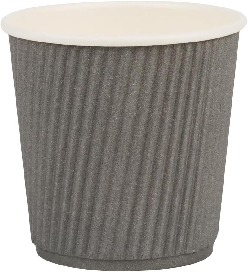 Restaurantware 500-CT Disposable Gray 4-OZ Hot Beverage Cups with Ripple Wall Design: No Need for Sleeves - Perfect for Cafes - Eco-Friendly Recyclable Paper - Insulated - Wholesale Takeout Coffee Cup - Image 2