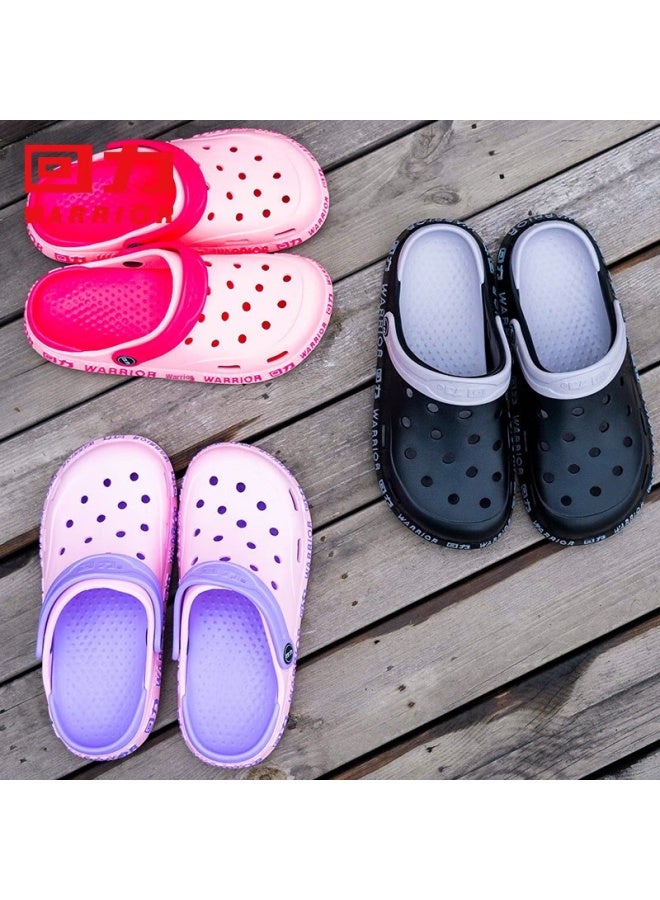 Pull Back Huili Perforated Shoes, Couple Style, Closed-toe, All-season, Indoor And Outdoor Casual, Travel, Two-way Wear, Beach Shoes, Lightweight, Breathable, Comfortable, Wear-resistant, Sandals, Men's Style, Hl0119, Black, Size 40 - Image 5