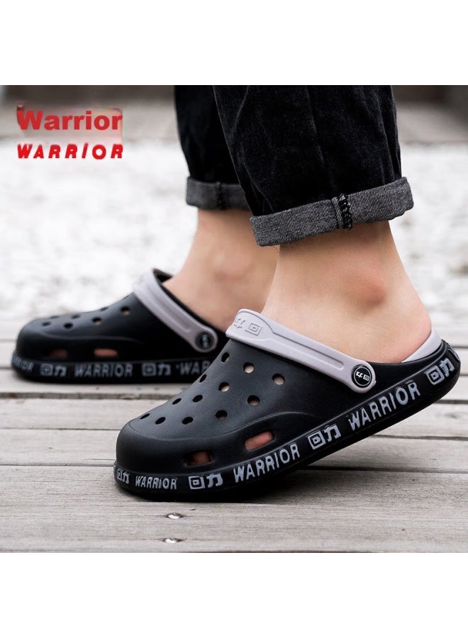Pull Back Huili Perforated Shoes, Couple Style, Closed-toe, All-season, Indoor And Outdoor Casual, Travel, Two-way Wear, Beach Shoes, Lightweight, Breathable, Comfortable, Wear-resistant, Sandals, Men's Style, Hl0119, Black, Size 40 - Image 4