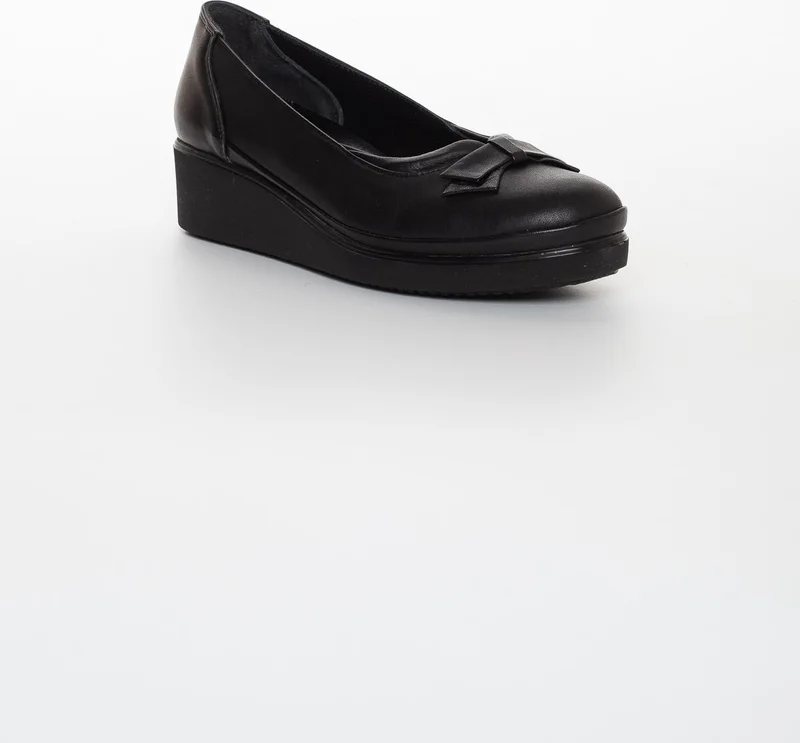 Dilimler Ayakkabı Slices Shoes Leather Orthopedic Bow Black Women's Shoes