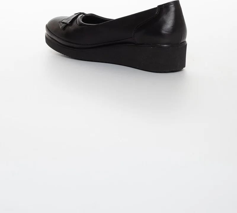 Dilimler Ayakkabı Slices Shoes Leather Orthopedic Bow Black Women's Shoes