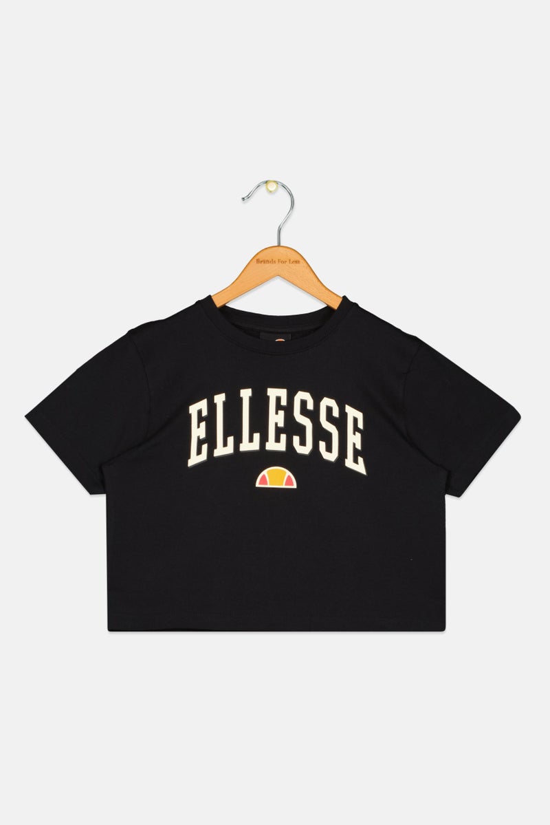 Ellesse Kids Girl  Sportswear Fit Short Sleeve Outdoor Crop Top, Black - Image 1