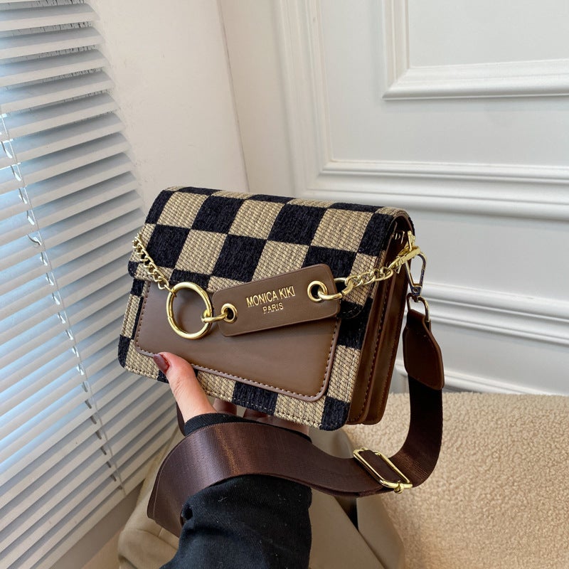 Spring Bag For Women, High-End, Exquisite, Fashionable And Versatile, Checkerboard Plaid Pu Crossbody Bag, Niche Ins Small Square Bag - Image 2