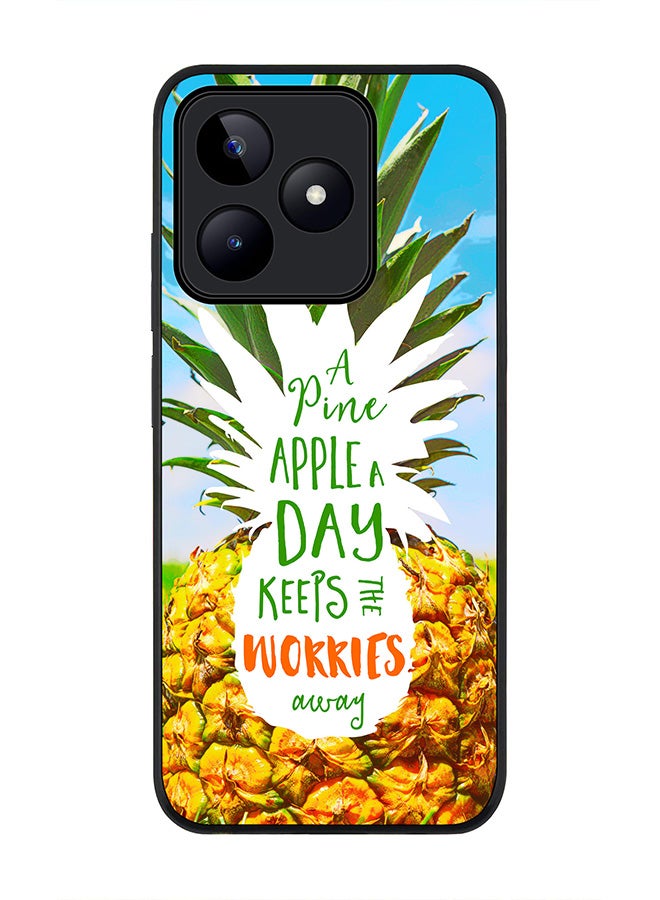 Stylizedd Rugged Black edge case for Realme C51 / Realme Note 50 4G, Slim fit Case Flexible Anti Drop TPU Gel Thin Cover - Pineapple A Day - Image 1