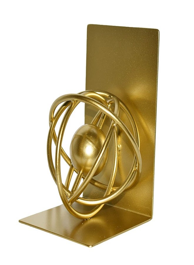 JUCONSIN Book Ends Decorative, Modern Metal Unique Gold Bookends for Shelves, Round Design Bookend Book Stopper Holder for Home Office - Image 4