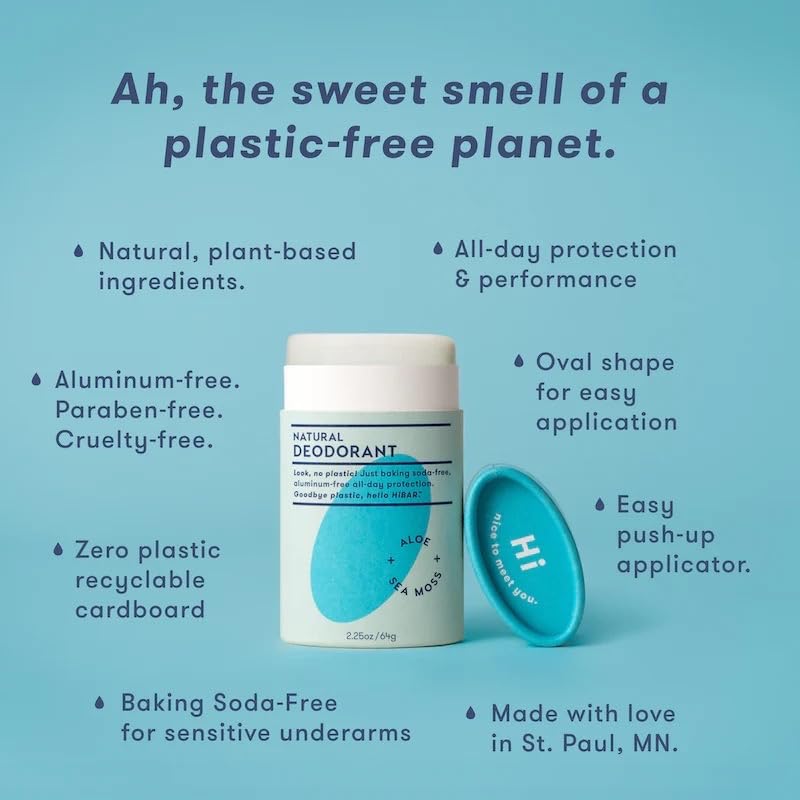 HiBAR Sensitive Deodorant with Sea Moss & Aloe - Gentle on Skin, Neutralizes Odor, Absorbs Moisture, Smooth Application, Long-Lasting Protection, Aluminum & Paraben Free - Image 2