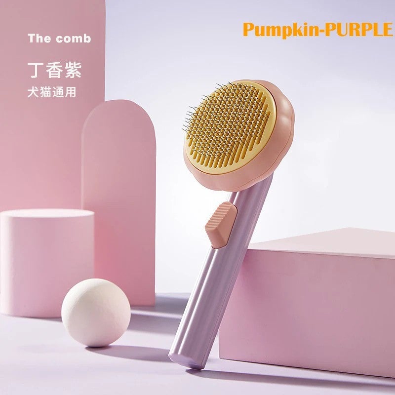 Y&D Cat & Dog Pumpkin Brush - Self Cleaning Slicker Brush for Shedding, Grooming, Massage - Cute Donut Design - Pet Hair Removal Comb for Short & Long Hair - Image 1