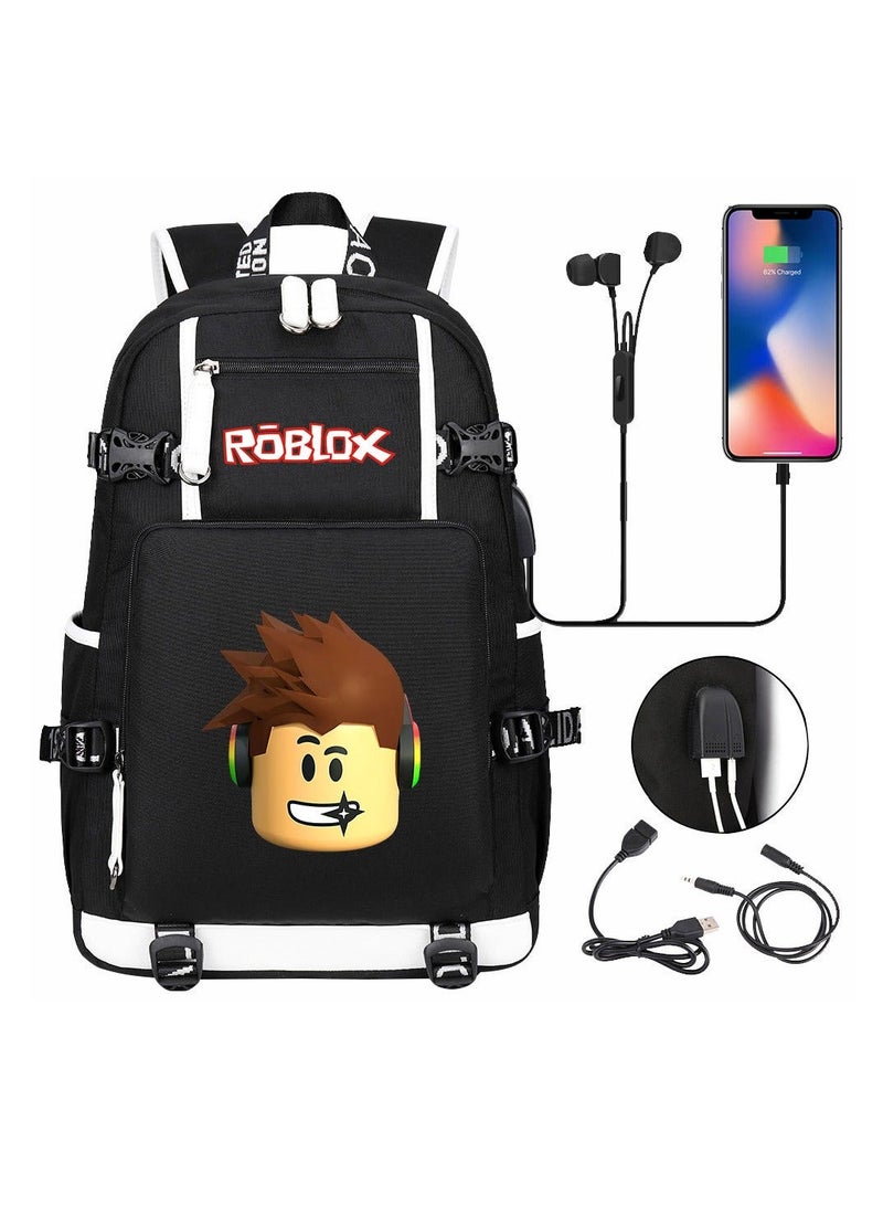 Roblox USB Headset Teen Casual Travel Backpack