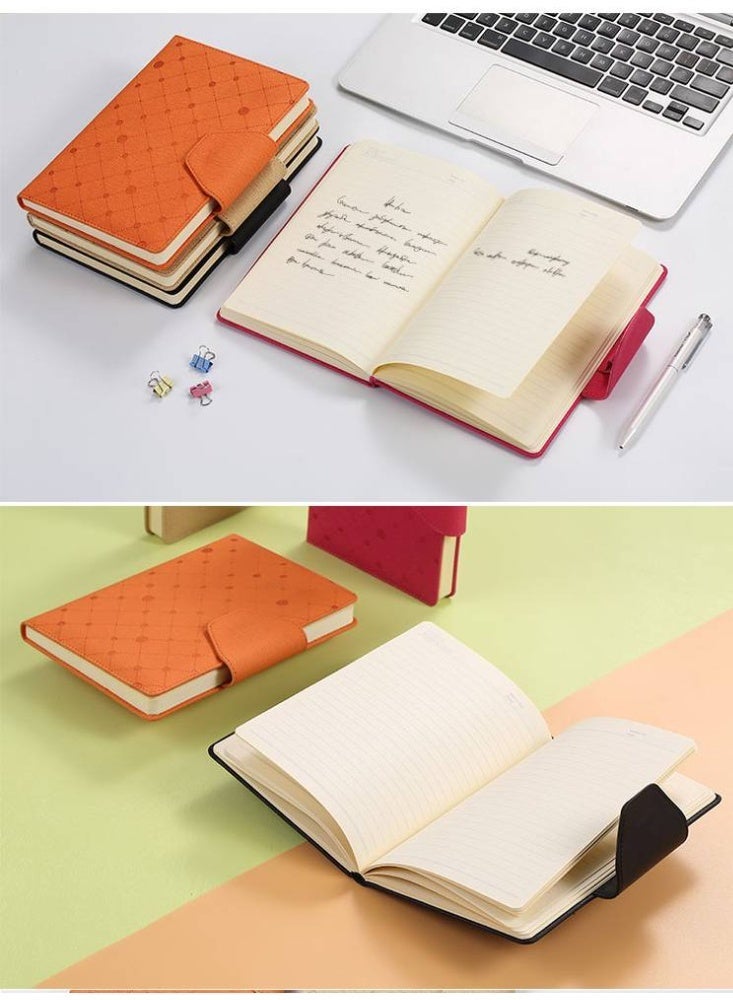Comix A5 Orange Leather Notebook - 122 Sheets Yellow Paper with Magnetic Buckle Closure - Image 3