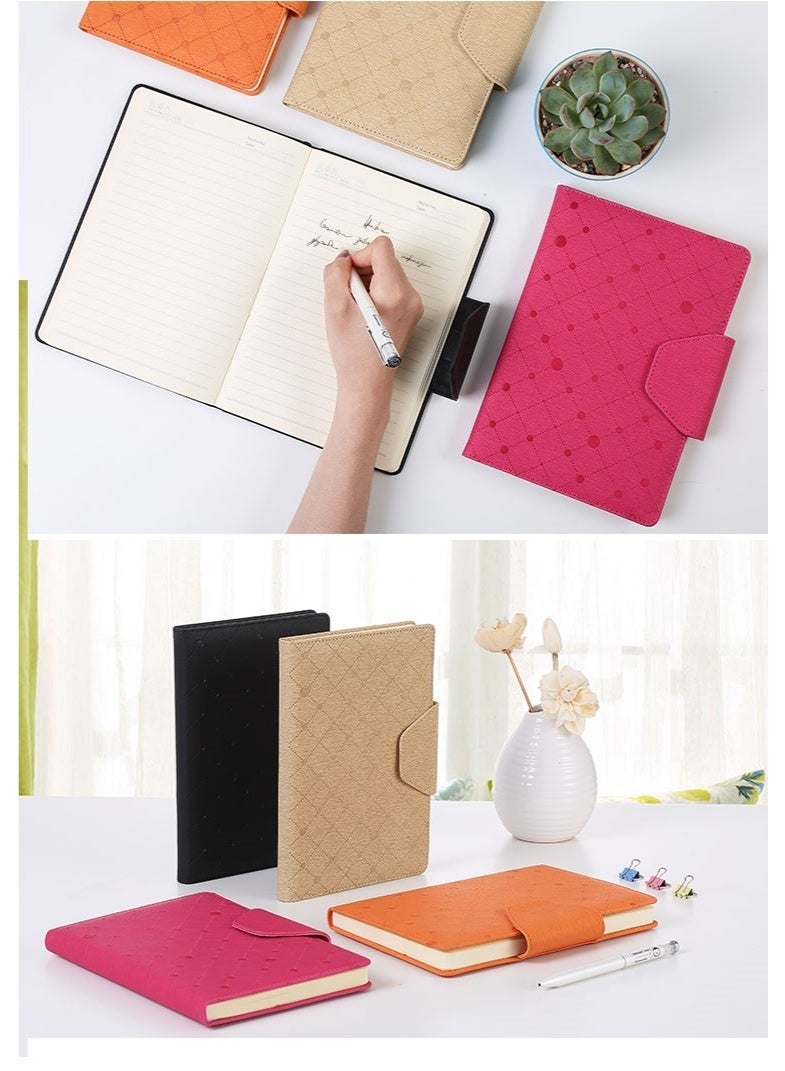 Comix A5 Orange Leather Notebook - 122 Sheets Yellow Paper with Magnetic Buckle Closure - Image 2